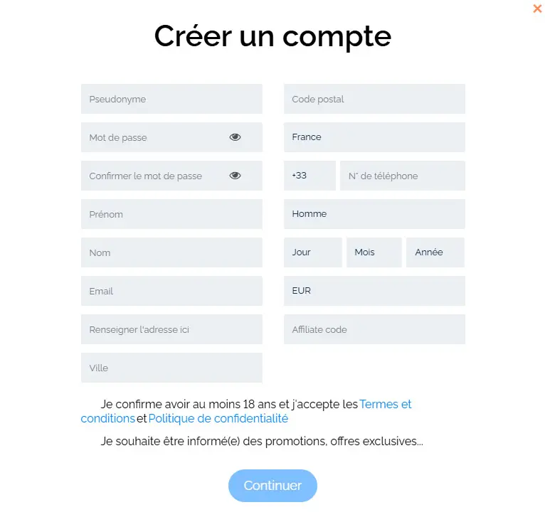Processus d'inscription IgoBet Casino